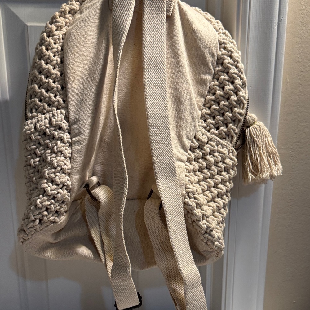 Handcrafted Cream Backpack - Picture 2 of 4